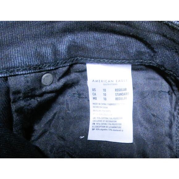 American Eagle Women Jeans Black Straight Leg Distressed Ripped Pockets Size 10 - Picture 6 of 6